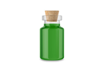 medicine bottle with a cork, medicine against coronavirus on isolated background. mockup for promotions.