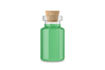 medicine bottle with a cork, medicine against coronavirus on isolated background. mockup for promotions.