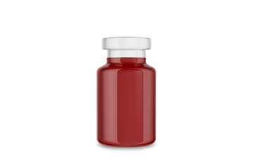 frasco de medicina liquida rojo contra el coronavirus en fondo aislado. mockup para promociones