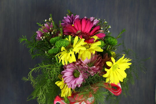 colorful fresh flower bunch isolated or black background