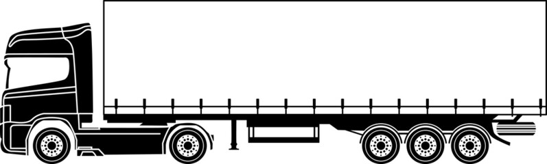 The truck. Vector isolated flat monochrome image. Image for the logo.