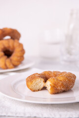 Cinnamon sugar Churro donuts in a kitchen