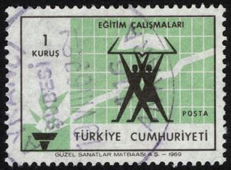Republic of Turkey postage stamp. Republic of Turkey historical stamp. A postage stamp printed in Republic of Turkey.