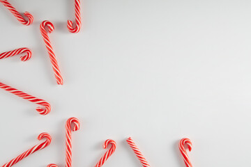 Close-Up Of Candy Canes Over White Background
