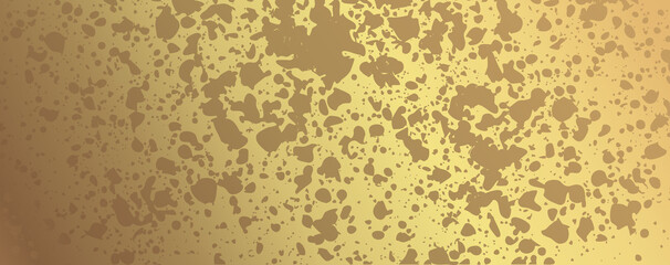 Gold spots and blots on a shiny background. Beautiful solid color banner. Vector illustration