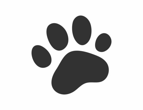Black paw print icon in flat style vector illustration. Eps 10