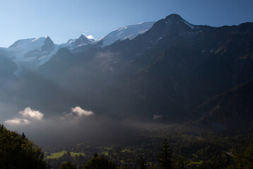 Sunrise at Les Houches, France. The view from the trail up to Refuge de Bellachat, September.