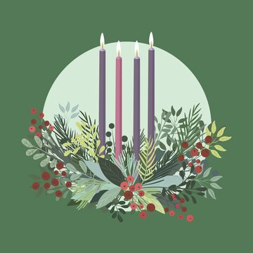 detailed flat advent wreath vector design illustration