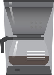 Vector drip coffee maker illustration. Coffee pot with coffee. Breakfast equipment.