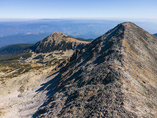 Aerial view of Polezhan peak, Pirin Mountain, Bulgaria