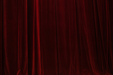 Red curtain in theatre. Textured
