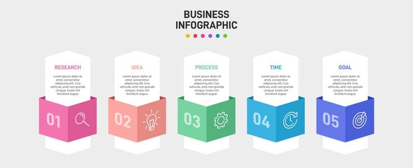 Infographic design with icons and 5 options or steps. Thin line vector. Infographics business concept. Can be used for info graphics, flow charts, presentations, web sites, banners, printed materials.