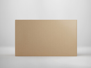 Cardboard Box Mockup, Blank soft texture shipping package box, 3d rendering isolated on light background