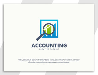 Accounting with magnifying glass logo design template