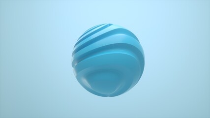 3d render. Pastel colored sphere with twisted lines on an isolated background. Minimalist design