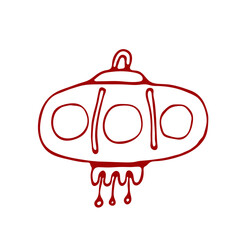 Obraz premium Hand drawn chinese lantern. Happy Chinese new year of The Tiger. Hand drawn doodle style.