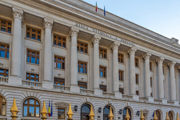 Street and buiding at downtown (old town) of city of Bucharest, Romania