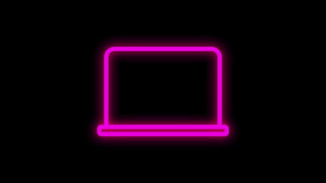 ELECTRONICS neon icon with flat abstract design isolated on white background. Motion graphic.