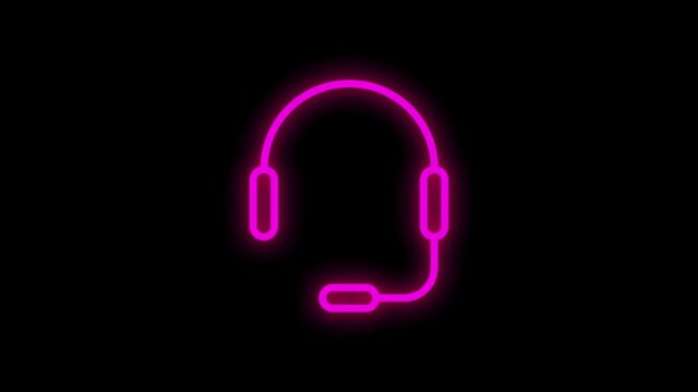 ELECTRONICS neon icon with flat abstract design isolated on white background. Motion graphic.