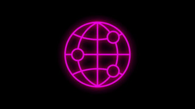 Globe related outline icon on white background. Thin line motion icons for website design and development, app development. Motion graphic.