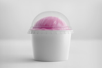 White Ice cream cup mockup, Blank cardboard tub container, 3d rendering isolated on light background