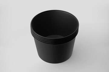 Black Ice cream cup mockup, Dark Blank cardboard tub container, 3d rendering isolated on light background