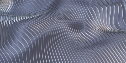 Naklejka na ściany i meble Parallel line wave background waves of plastic swaying rubber sheet 3D illustration