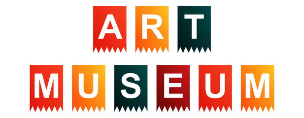 Art Museum - text written on Isolated Shapes with White background