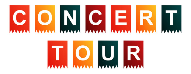 Concert Tour - text written on Isolated Shapes with White background