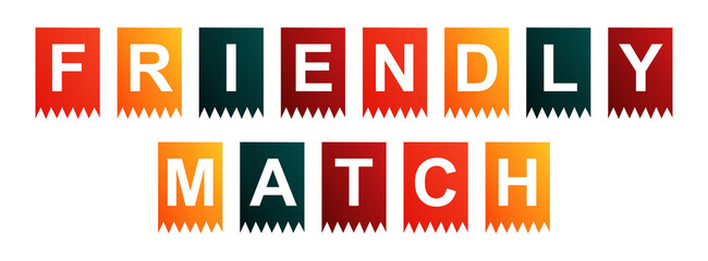 Friendly Match - text written on Isolated Shapes with White background