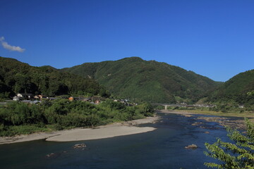 Fototapeta na wymiar 高知県　夏の四万十川の風景