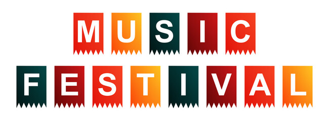Fototapeta premium Music Festival - text written on Isolated Shapes with White background