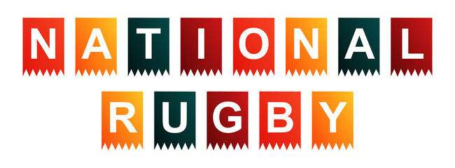 National Rugby - text written on Isolated Shapes with White background