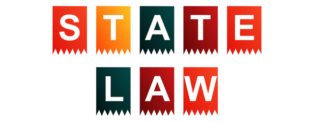 State Law - text written on Isolated Shapes with White background