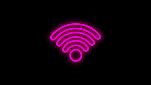 ELECTRONICS neon icon with flat abstract design isolated on white background. Motion graphic.