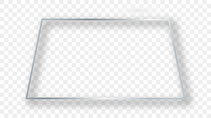 Silver glowing trapezoid shape frame with shadow