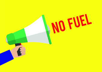 NO FUEL simple megaphone vector illustration on a yellow background