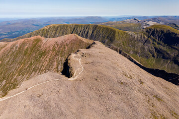 Aerial view of the summit of Ben Nevis - Scotland and the UK's tallest mountain