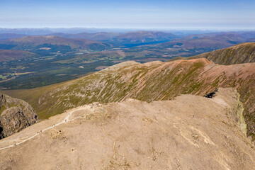 Obraz premium Aerial view of the summit of Ben Nevis - Scotland and the UK's tallest mountain
