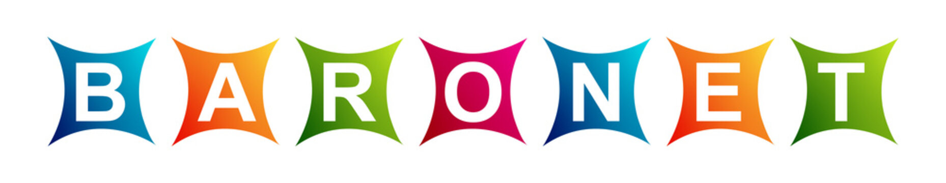 Baronet - Neat Text Written on Beautiful Isolated Colourful Boxes with White Background