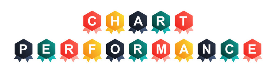 Chart Performance - text written on Beautiful Isolated Colourful Shapes with White background