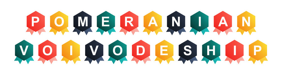 Pomeranian Voivodeship - text written on Beautiful Isolated Colourful Shapes with White background