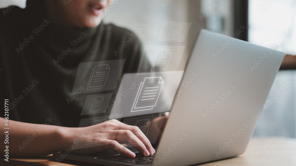 Aufkleber online documentation database, Document Management System (DMS), online documentation database and process automation to efficiently manage files, Corporate business technology.