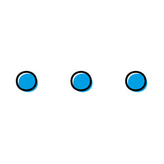 Blue three dots icon. Ellipsis sign. Menu emblem. Simple flat design. Chat symbol. Vector illustration. Stock image. EPS 10.