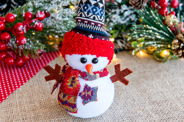 Cloth snowman in christmas decoration