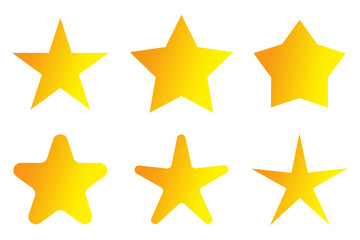 Yellow star icon set. Site design element. Cartoon card picture. Isolated symbol. Vector illustration. Stock image. 