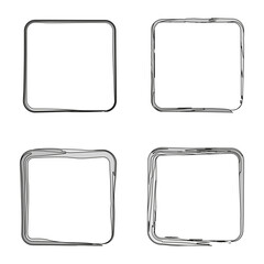 Grunge square frame icon set. White and black watercolor effect. Freehand art design. Vector illustration. Stock image. EPS 10.