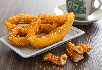 Horse Shoe Fritters, also known as Ma Geok, a popular fried food among Chinese