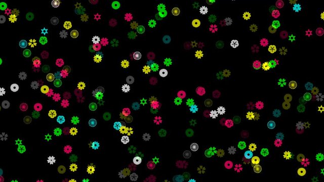 Animated Background Primary Colors Flowers Raining Spinning Falling Rainbow Black Living Bright