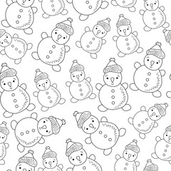 Winter illustration with a black line. A simple pattern on a white background.